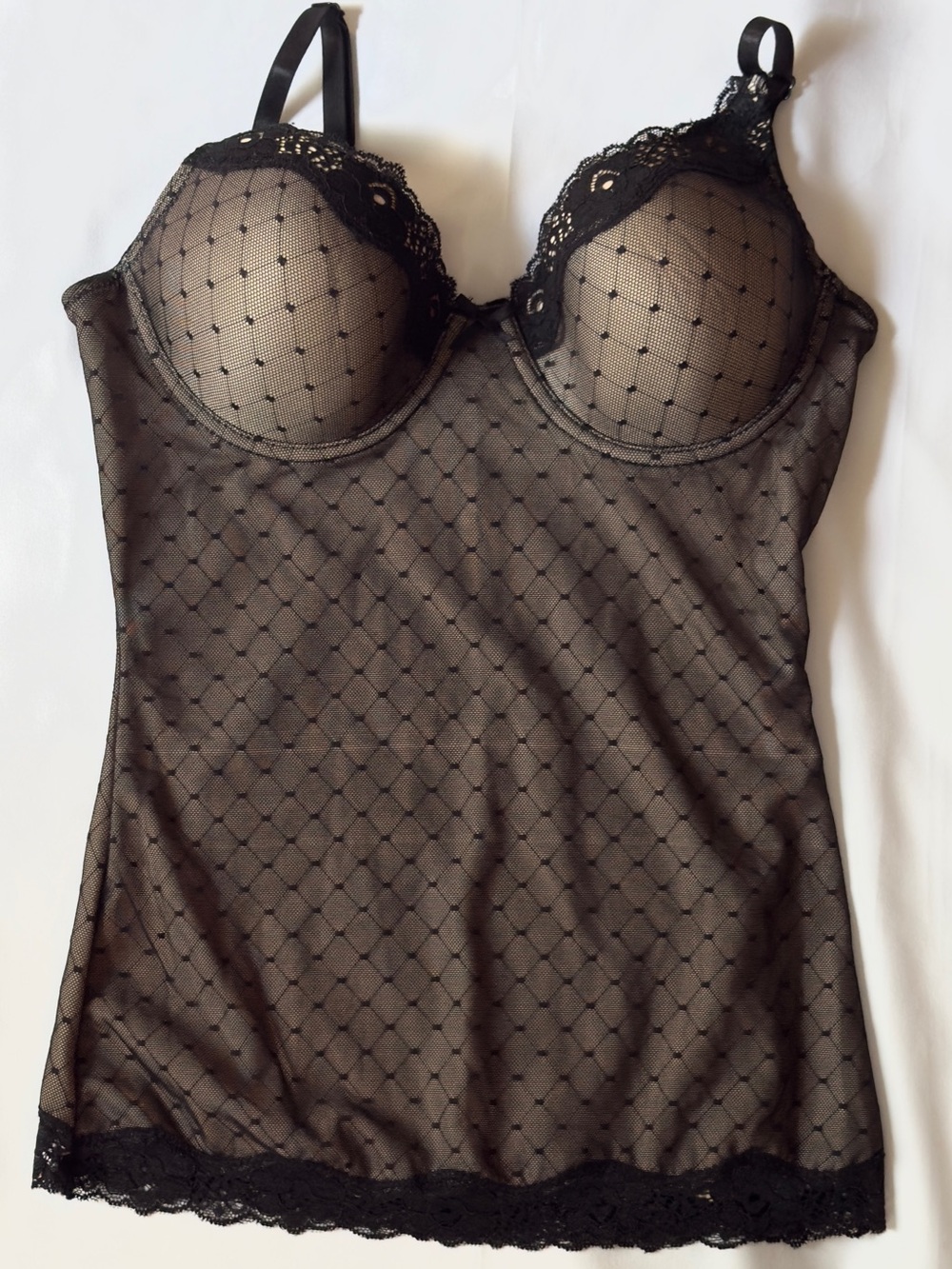 Skinnygirl Black Sheer Lace-Trim Chemise